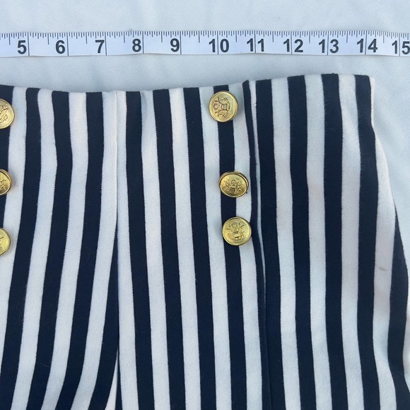 Forever 21 Women's Striped Nautical Shorts Elastic Waist Cream/Navy Size M - Picture 5 of 8